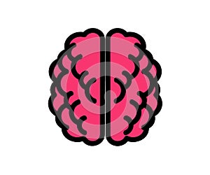 Two hemispheres of the brain on a white background. Symbol. Vector